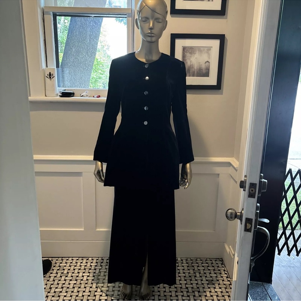 MONDI ROYAL BLUE VELVET LONG BLAZER SLITTED SKIRT SUIT EVENING OCCASSION 8/38